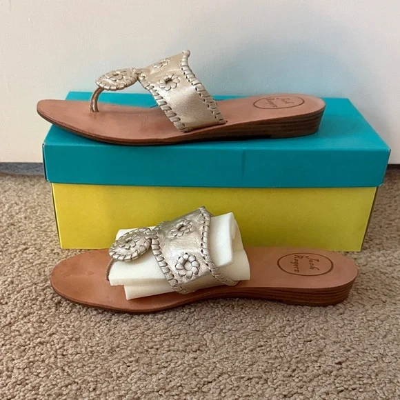 Jack Rogers Capri Metallic low wedge heel- Women's Sandals - Picture 3 of 9